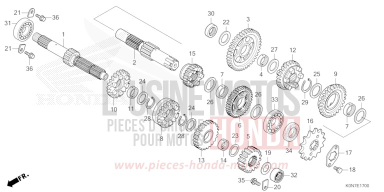 BOITE DE VITESSES de CBF125 PEARL COOL WHITE (NHA16) de 2021