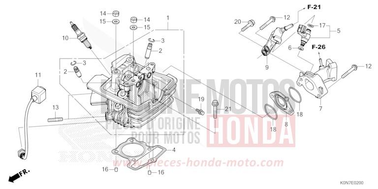 CULASSE/INJECTEUR de CBF125 PEARL SPLENDOR RED (R369) 2021