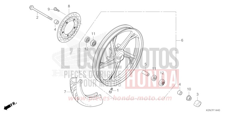 ROUE AVANT de CBF125 PEARL SPLENDOR RED (R369) de 2021