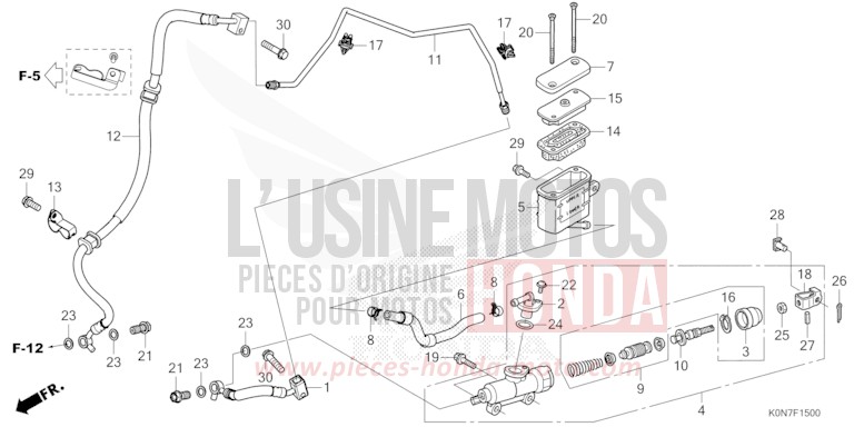 REAR BRAKE MASTER CYLINDER de CBF125 PEARL SPLENDOR RED (R369) de 2021