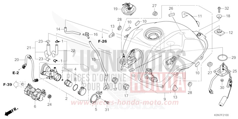 RESERVOIR A CARBURANT/POMPE A CARBURANT de CBF125 PEARL SPLENDOR RED (R369) de 2021