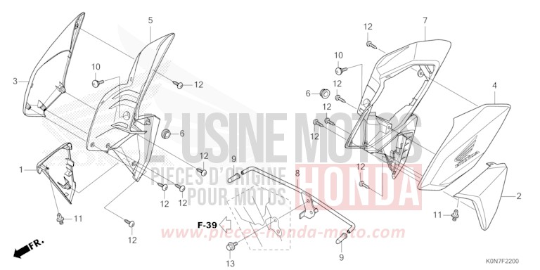 BUSE de CBF125 PEARL SPLENDOR RED (R369) de 2021