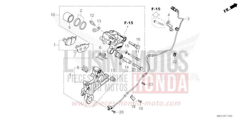 ETRIER DE FREIN ARRIERE de CBR650R GRAND PRIX RED (R380) de 2022