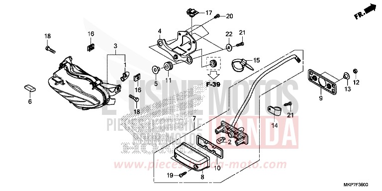 FEU ARRIERE de CB500X GRAND PRIX RED (R380) 2023