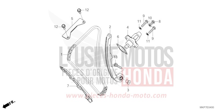 CHAINE A CAMES/TENDEUR de CB500X PEARL ORGANIC GREEN (GY157) de 2023