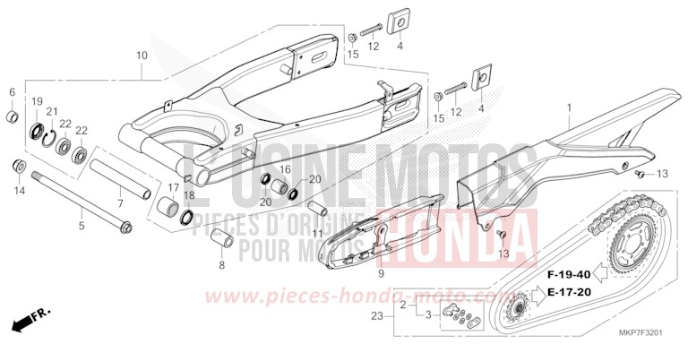 BRAS OSCILLANT (CB400XAN,CB500XAN/P) de CB500X GRAND PRIX RED (R380) de 2022