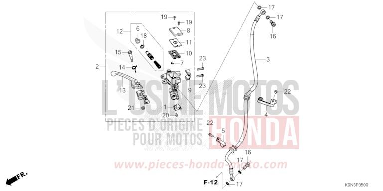 MAITRE-CYLINDRE DE FREIN AVANT CYLINDRE de CBF125 NOIR (NH1) 2024