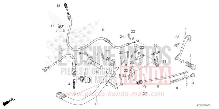 PEDALE de CBF125 NOIR (NH1) 2024