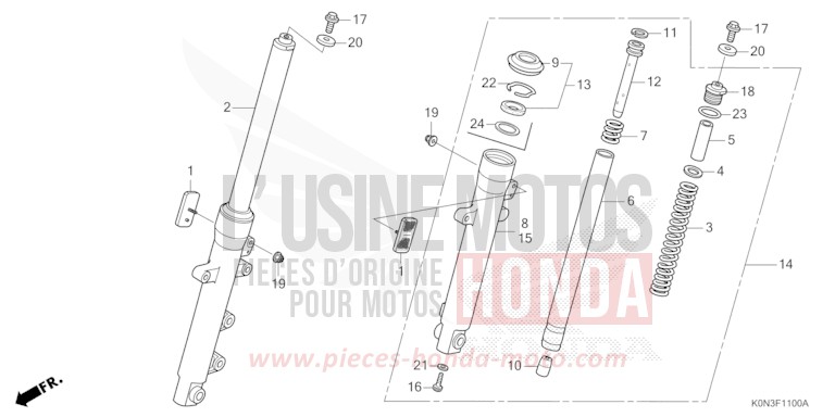 FOURCHETTE AVANT de CBF125 IMPERIAL RED METALLIC (R355) 2024