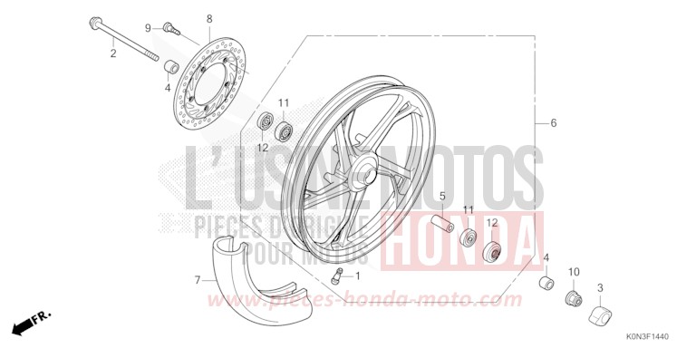 ROUE AVANT de CBF125 IMPERIAL RED METALLIC (R355) 2024