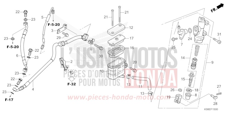 REAR BRAKE MASTER CYLINDER de CB125R MAT CYNOS GRAY METALLIC (NH312) 2024