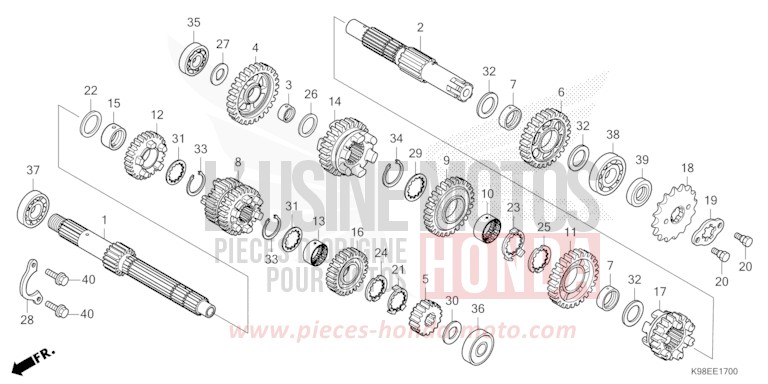 BOITE DE VITESSES de CB125R PEARL COOL WHITE (NHA16) 2024