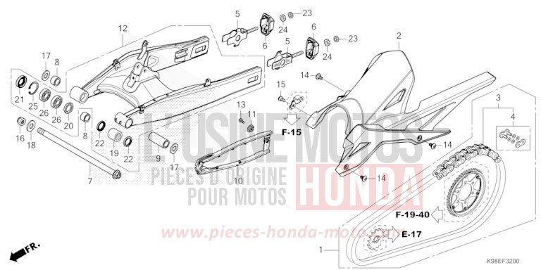 BRAS OSCILLANT de CB125R PEARL COOL WHITE (NHA16) 2024