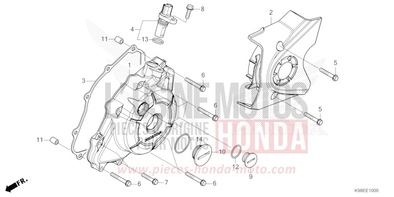 PANNEAU CARTER-MOTEUR G. de CB125R PEARL SPLENDOR RED (R369) 2024