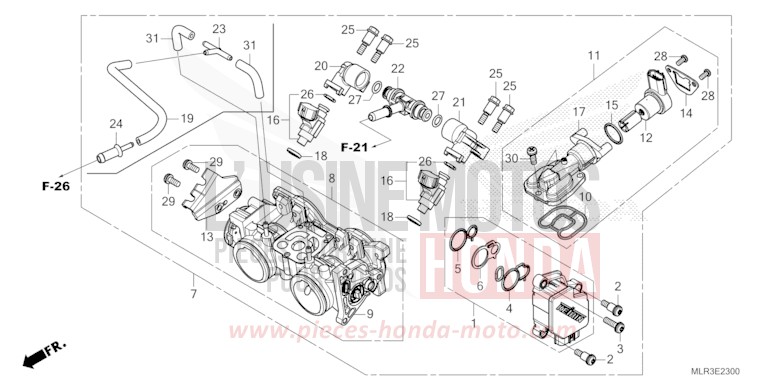 CORPS DE PAPILLON de CBR500R GRAND PRIX RED (R380) 2024