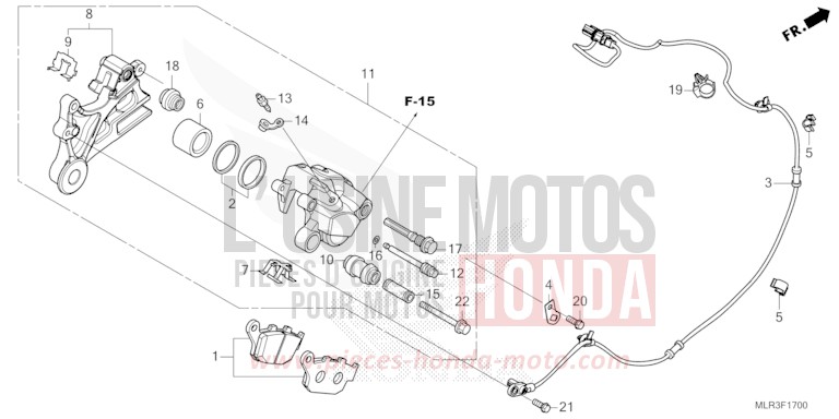 ETRIER DE FREIN ARRIERE de CBR500R GRAND PRIX RED (R380) 2024