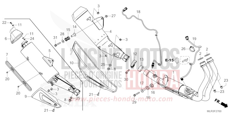 SILENCIEUX D'ECHAPPEMENT de CBR500R GRAND PRIX RED (R380) 2024