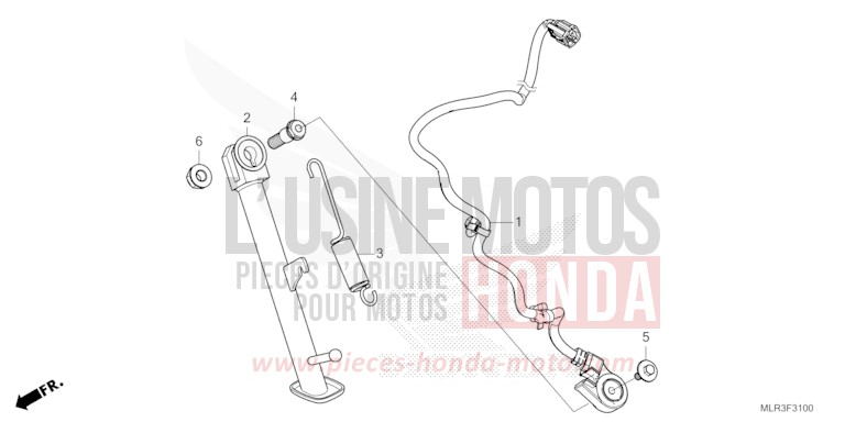 BEQUILLE LATERALE de CBR500R GRAND PRIX RED (R380) 2024