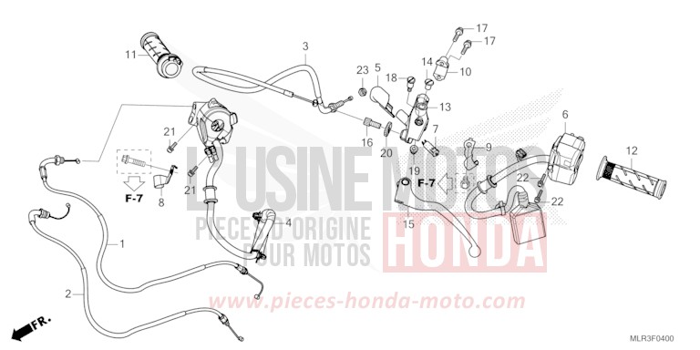 LEVIER DE GUIDON/COMMUTATEUR/CABLE de CBR500R MAT GUNPOWDER BLACK METALLIC (NH436) 2024