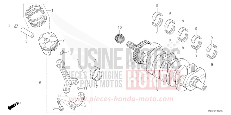 VILEBREQUIN/PISTON de CBR600RR MAT BALLISTIC BLACK METALLIC (NHA86) de 2024