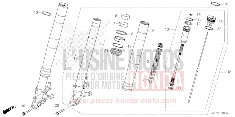 FOURCHETTE AVANT de CBR600RR MAT BALLISTIC BLACK METALLIC (NHA86) 2024