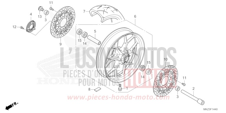 ROUE AVANT de CBR600RR MAT BALLISTIC BLACK METALLIC (NHA86) de 2024