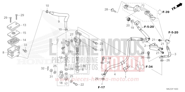 REAR BRAKE MASTER CYLINDER de CBR600RR MAT BALLISTIC BLACK METALLIC (NHA86) 2024