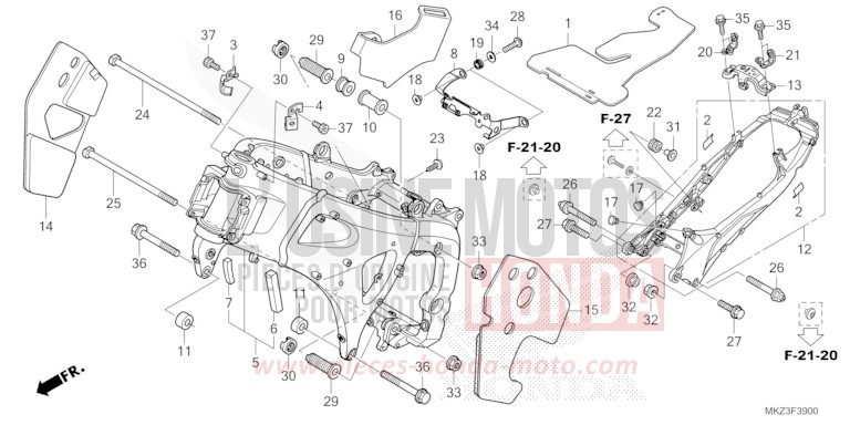 CARROSSERIE DE CHASSIS de CBR600RR MAT BALLISTIC BLACK METALLIC (NHA86) de 2024