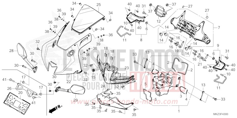 PANNEAU SUPERIEUR/MIROIR de CBR600RR MAT BALLISTIC BLACK METALLIC (NHA86) de 2024