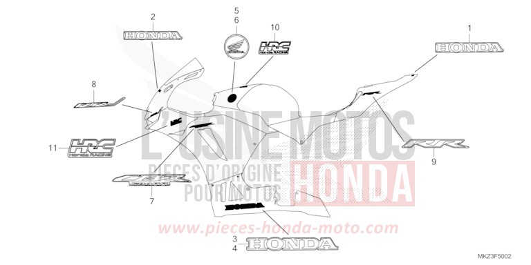 RAYURE/EMBLEME (3) de CBR600RR MAT BALLISTIC BLACK METALLIC (NHA86) de 2024