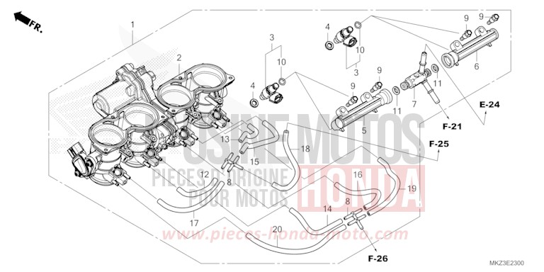 CORPS DE PAPILLON de CBR600RR GRAND PRIX RED (R380) de 2024