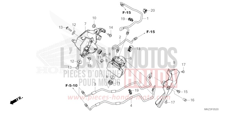 MODULATEUR ABS/TUYAU DE FREIN de CBR600RR GRAND PRIX RED (R380) de 2024