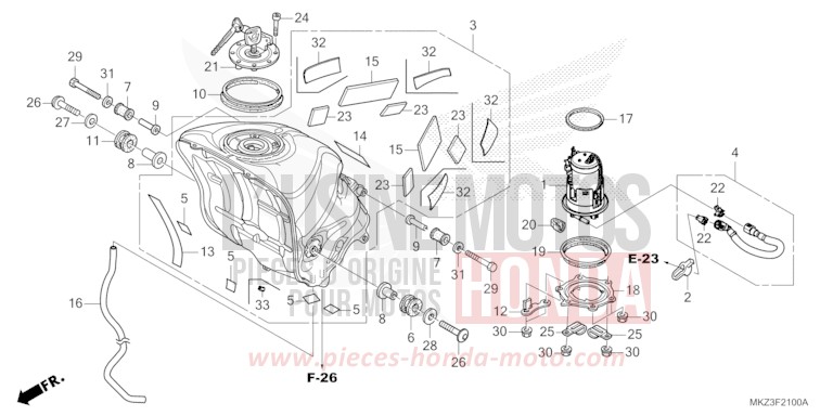 RESERVOIR A CARBURANT/POMPE A CARBURANT de CBR600RR GRAND PRIX RED (R380) de 2024
