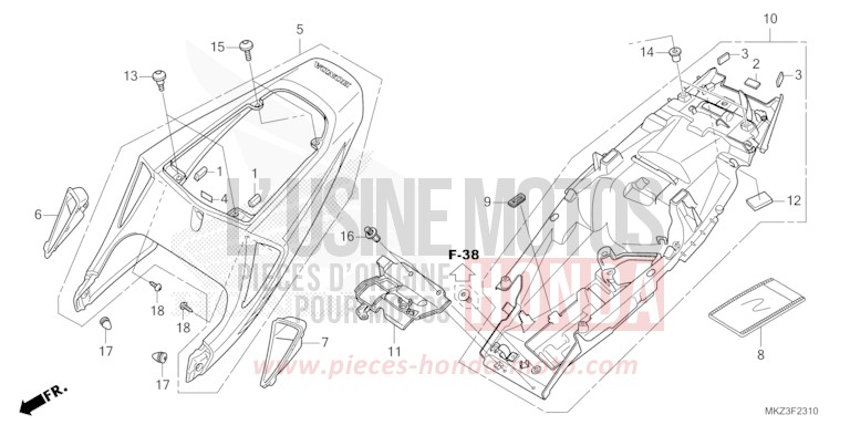 MOULURE DE SIEGE de CBR600RR GRAND PRIX RED (R380) 2024
