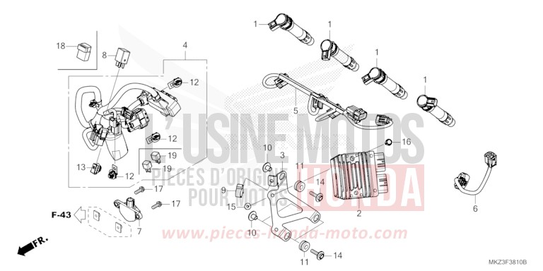 FAISCEAU SECONDAIRE/BOBINE D'ALLUMAGE de CBR600RR GRAND PRIX RED (R380) de 2024