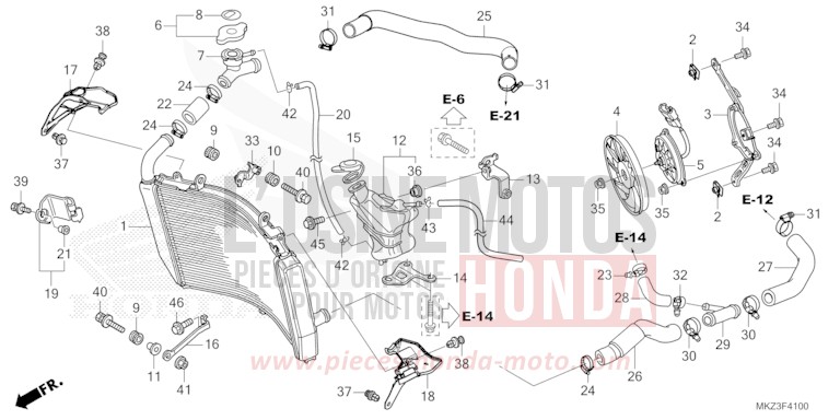 RADIATEUR de CBR600RR GRAND PRIX RED (R380) de 2024