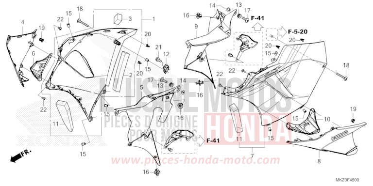 CARENAGE MILIEU de CBR600RR GRAND PRIX RED (R380) de 2024