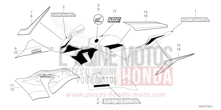 RAYURE/EMBLEME (2) de CBR600RR GRAND PRIX RED (R380) de 2024