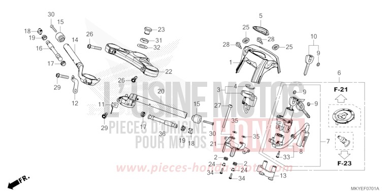 TUYAU DE GUIDON/PONT SUPERIEUR (CBR650RA/CBR650RAC) de CBR650R MAT GUNPOWDER BLACK METALLIC (NH436) 2024