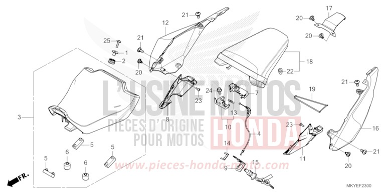 SIEGE/CAPOT ARRIERE de CBR650R MAT GUNPOWDER BLACK METALLIC (NH436) 2024