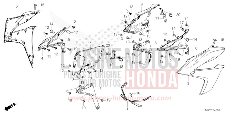 CARENAGE MILIEU de CBR650R MAT GUNPOWDER BLACK METALLIC (NH436) 2024