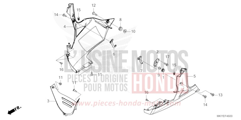 PANNEAU INFERIEUR de CBR650R GRAND PRIX RED (R380) 2024