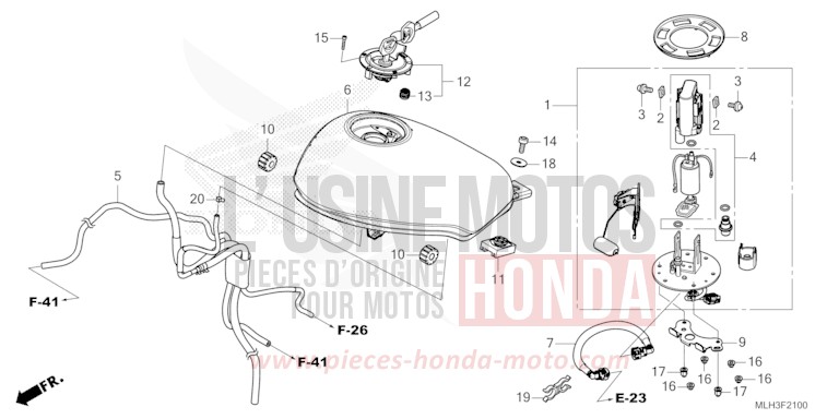 RESERVOIR A CARBURANT/POMPE A CARBURANT de REBEL SEAL SILVER METALLIC (NHA14) 2024
