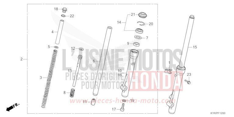 FOURCHETTE AVANT de CRF110F EXTREME RED (R292) 2024
