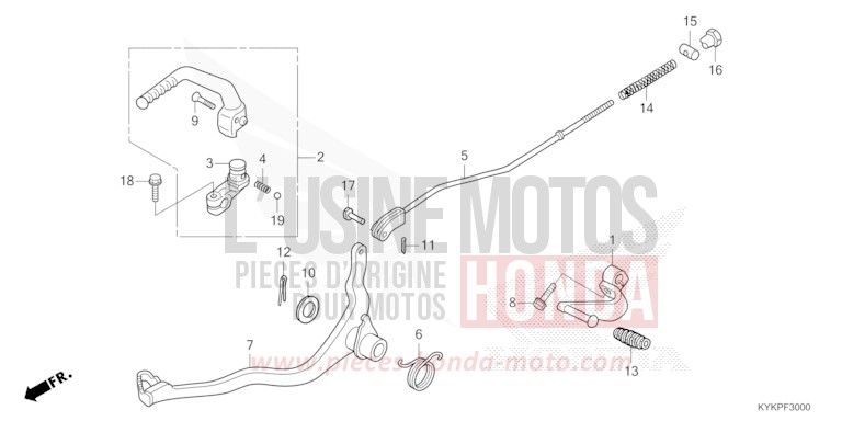 PEDALE/BIE. DE DEMARREUR DE KICK de CRF110F EXTREME RED (R292) 2024