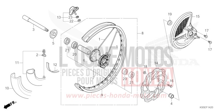 ROUE AVANT de CRF250R EXTREME RED (R292) 2024