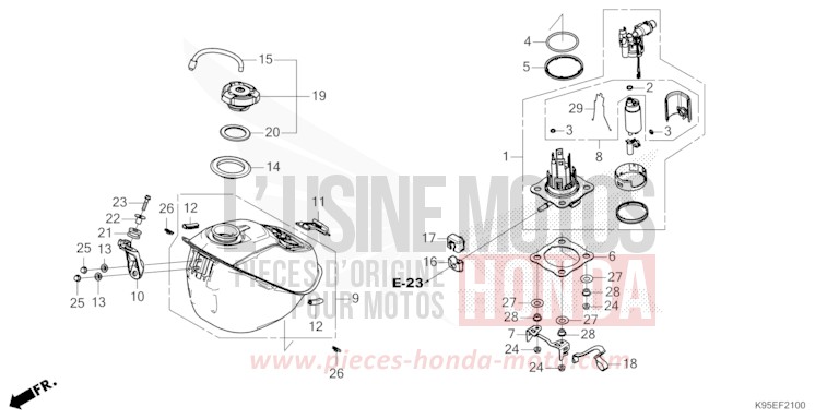 RESERVOIR A CARBURANT (CRF250R) de CRF250R EXTREME RED (R292) 2024