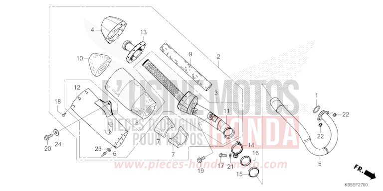 SILENCIEUX D'ECHAPPEMENT de CRF250RX EXTREME RED (R292) de 2024