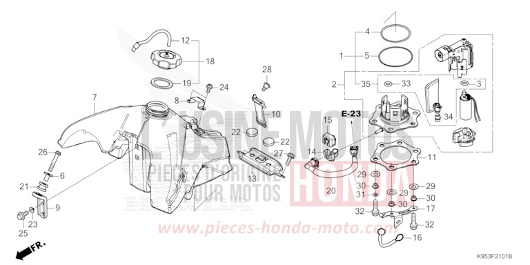 RESERVOIR A CARBURANT (CRF250RX) de CRF250RX EXTREME RED (R292) de 2019