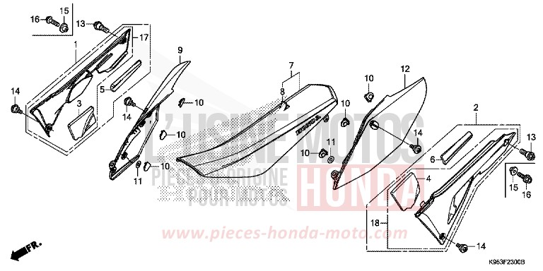 SIEGE/COUVERCLE LATERAL de CRF250RX EXTREME RED (R292) de 2019